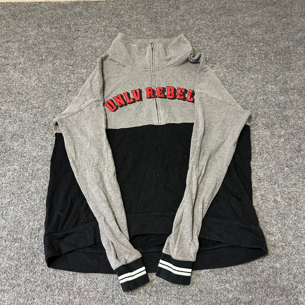 PINK Quarter Zip Pullover Womens Size M Gray Black UNLV Rebels Colorblock Fleece